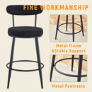 Stylish Ergonomic Bar Chairs Set with Black Breathable Cushions and Metal Legs, 35.5 Inches High, Pack of Two