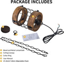 Retro Industrial Chandelier Round Pendant One Light Brown