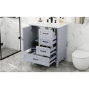 30' Bathroom Vanity with Sink, Bathroom Cabinet with A Door, Three Drawers, Solid Wood Legs & MDF Board, Adiustable Foot Pads, Grey (Other Color: N725P195409K)