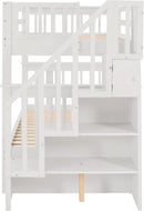 Twin Over Twin Bunk Bed With Stairs And Trundle White
