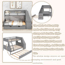 Gray Twin Over Full Bunk Bed With Trundle And Desk
