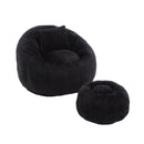 COOLMORE Modern Extra Large Round Bean Bag Chair with Footrest for Living Room, Chenille Fabric Lazy Sofa with Pillow for Adults, Teenagers,Child, Suitable for Bedroom, Dormitory, Study Room