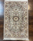Sino Persian Rug 2.5 x 4, Hand Knotted Oriental Carpet, Small Persian Rug, Floral Medallion, Wool, Vintage