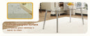 Table and chair set.71 * 35.4 inch rectangular dining table.Tempered Glass Tabletop,Silver 7-shaped Metal Table Legs.Paried With 6 Dark Gray High-quality PU Chairs With Arched Metal Legs.