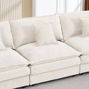 Contemporary Modular Sectional Sofa L-Shaped Couch Set with Movable Ottoman Chenille Beige 105 Inch