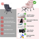 Pink Velvet Lounge Chair With Folding Footrest Ottoman