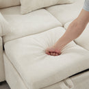 97 Inch L-Shaped Corner Sectional Sofa Couch with Seat and Storage Ottoman,Chenille Fabric Corner Couch with 7 Seats & 2 Pillows for Living Room, Beige