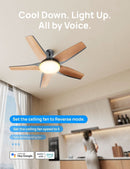 52 Inch Low Profile Smart Ceiling Fan Alexa RGB Lighting