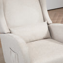 25.4'W Modern Rocking Chair for Nursery, Mid Century Accent Arm Rocker With Retractable Footrest, Side Pocket, Comfy Upholstered Wingback Wooden Glider Chair for Living Room Baby Kids Room. Beige