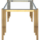 65' Rectangle Glass Dining Table, Tempered Glass Tabletop and Polished Gold Legs, Modern Style Table for Home, Kitchen. Dining Room