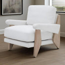 Ivory Chenille Accent Chair Solid Wood LivingRoomSet
