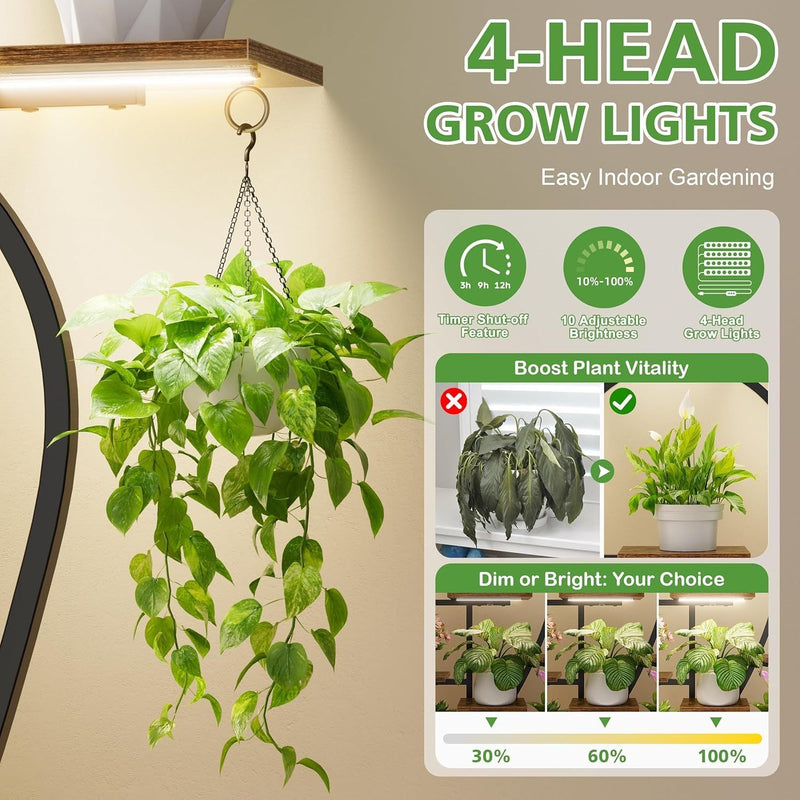 indoor plant stands for multiple large plants Plant Stand Indoor with Grow Light, 9-Tiered 63' Tall Indoor Plant She