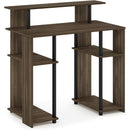 Walnut Black Writing Desk With Shelves And Printer