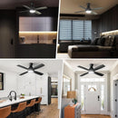 52 Inch Matte Black Ceiling Fan For Living Room Space