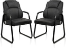Black Leather Guest Chair 2 Pack With Padded Armrests