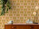 Yucca Moon Wallpaper, peach and green