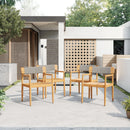 CREATIVE BRAIDED ACACIA WOOD OUTDOOR DINING CHAIRS WITH ARMRESTS, SUITABLE FOR OUTDOOR DINING AND LEISURE PLACES, TEAK LOOK & GREY ROPE,SET OF 2
