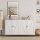 Storage Cabinet Buffet Cabinet with 2 Cabinet, 4 Doors, Metal Leg, Sideboard Wooden Cabinet, Entryway Floor Cabinet for Living Room, Study, and Entryway (White)