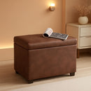 Leather Storage Ottoman Bench 24 Inches Rectangular