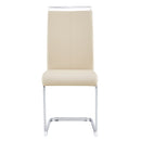 Modern Dining Chairs, PU Faux Leather High Back Upholstered Side Chair with Silver C-shaped Tube Chrome Metal Legs for Dining Room Kitchen Vanity Patio Club Guest Office Chair (Set of 2 (Beige+PU)