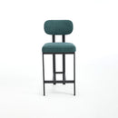 Bar Stools Set of 2, 26 inch Modern Upholstered Fabric Counter Height Barstools, Kitchen Island Chairs with Black Metal Legs for Dining Room/Kitchen Island/Bar