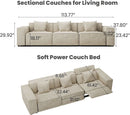 Modular Sectional Sofa With Velvet Beige Finish Recliner Compact Layout
