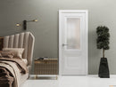 Lucia 8822 White Silk Barn Door Slab with Frosted Glass