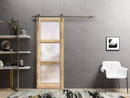 Lucia 2552 Oak Barn Door with Frosted Glass and Silver Rail