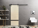 Planum 0012 Natural Veneer Barn Door and Black Rail