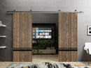 Planum 0012 Walnut Double Barn Door and Silver Rail