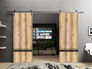 Planum 0012 Oak Double Barn Door and Silver Rail