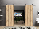 Planum 0010 Oak Double Barn Door and Silver Rail