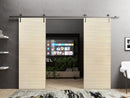 Planum 0010 Natural Veneer Double Barn Door and Silver Rail