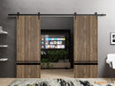 Planum 0012 Walnut Double Barn Door and Black Rail