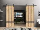 Planum 0012 Oak Double Barn Door and Black Rail