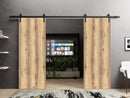 Planum 0010 Oak Double Barn Door and Black Rail