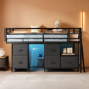 Twin Loft Bed With LED Lights And Storage Drawers Included