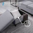 Light Grey Convertible Sofa Set With Storage Ottoman