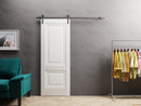 Lucia 8831 White Silk Barn Door and Silver Rail