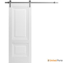 Lucia 8831 White Silk Barn Door and Silver Rail