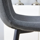 Dark Gray Linen Fabric Bar Chair Set - Two Pieces, Rounded Backrest, Metal Legs, Multiple Colors