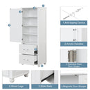 Tall Bathroom Storage Cabinet, Freestanding Storage Cabinet with Two Drawers and Adjustable Shelf, MDF Board with Painted Finish, White (Old Sku:WF312728AAK)
