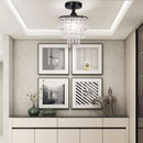 Small Black Crystal Chandelier Flush Mount With Raindrops