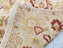 Vintage Oushak Area Rug, Hand-Knotted, Wool, Cream Beige Maroon, 10x15 Rug, 10x14 Rug, Large Oriental Carpet