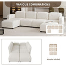 116x58" Velvet Modular Sectional Sofa,U Shaped Reversible Couch Set,Free Combination,6 Seat Sleeper Cloud Sofa Bed with Ottoman,Convertible Oversized Indoor Furniture Pieces for Living Room,Beige