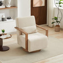 30.3"W Swivel Modern Upholstered Accent Chair with Solid Wood Armrests and 360 Degree Comfy Lounge Reading Chair, Side Armchair for Hotel, Bedroom, Living Room, Office, and Nursery Room. Beige