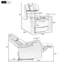 Blue PU Leather Power Recliner Theater Chair with Cooling Cup Holder, Bluetooth Speaker, LED Lights, USB Ports