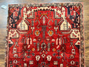 Antique Persian Tribal Rug 4 x 8, Geometric Medallion, Boho Rug, Wool Handmade Rug, Red 4x8 Rug, Persian Hamadan Rug