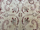 Peshawar Rug 8x12 Pakistani Carpet, Oriental Rug 8 x 12 Chobi Rug, Beige and Red, Allover Large Floral Design, Hand Knotted Vintage Wool