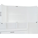 Twin Size Murphy Bed Wall Bed with Closet , Drawers & Desk-White